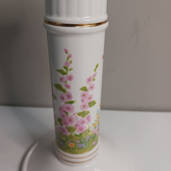 Creative Circle 6 in porcelain candlestick, hollyhock and butterfly white gold t - Picture 4 of 5